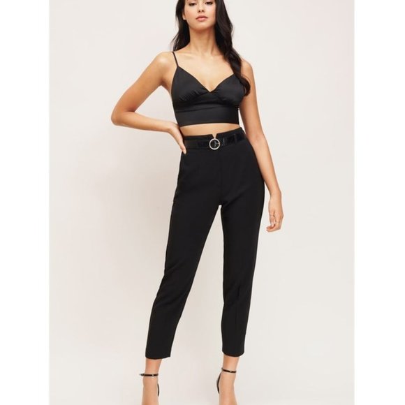 Cindy Cigarette Pant with faux leather belt
